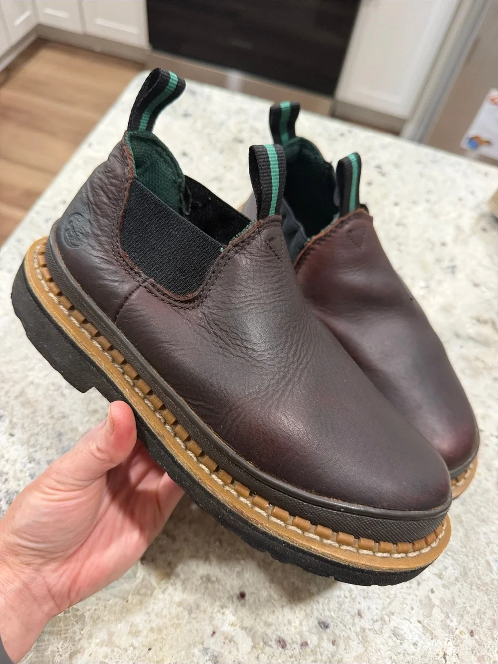 Georgia Giant Kids Boots Romeo Brown Pull On Leather Chelsea Boys Size 4.5